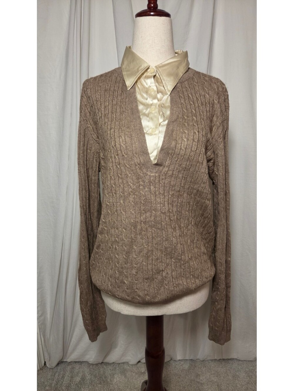 Vintage Lauren ralph lauren Beige Cable Knit Cashmere Silk Pullover size large